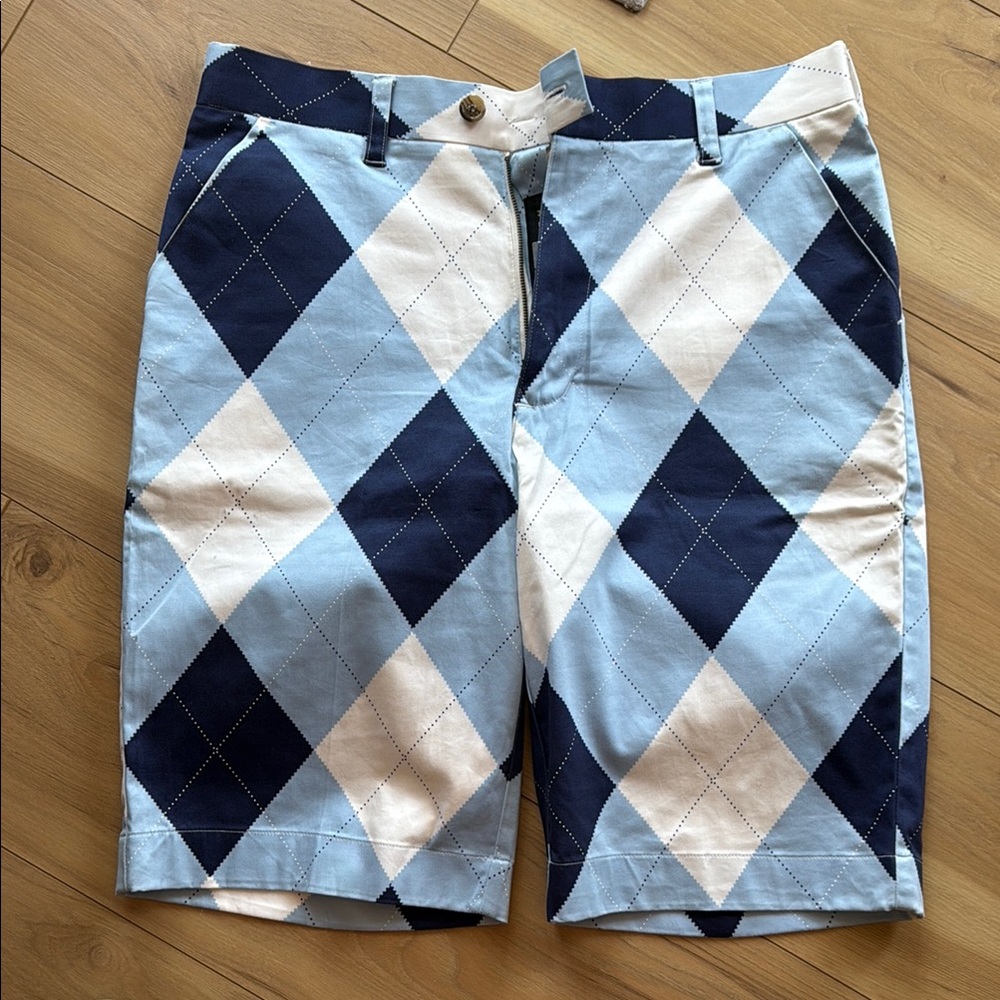 NWOT Loudmouth Blue Flat Front Argyle Shorts